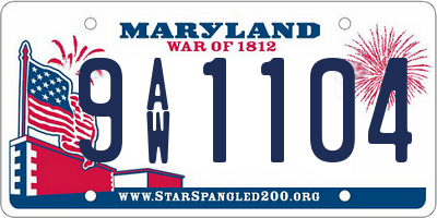 MD license plate 9AW1104