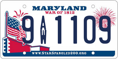 MD license plate 9AW1109