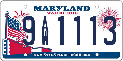 MD license plate 9AW1113