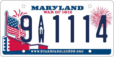 MD license plate 9AW1114