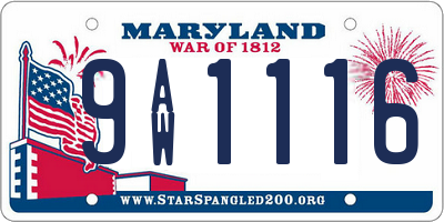 MD license plate 9AW1116