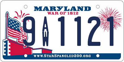 MD license plate 9AW1121