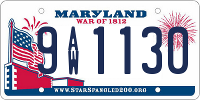 MD license plate 9AW1130
