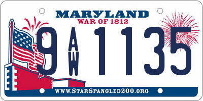 MD license plate 9AW1135
