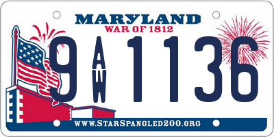 MD license plate 9AW1136