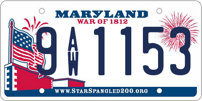 MD license plate 9AW1153