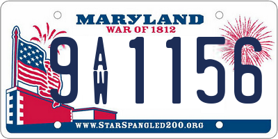 MD license plate 9AW1156