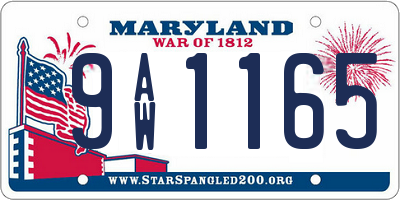 MD license plate 9AW1165