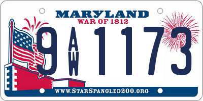 MD license plate 9AW1173