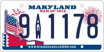 MD license plate 9AW1178