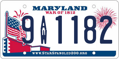 MD license plate 9AW1182