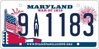 MD license plate 9AW1183