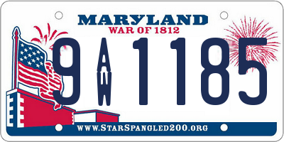 MD license plate 9AW1185