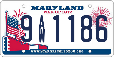 MD license plate 9AW1186