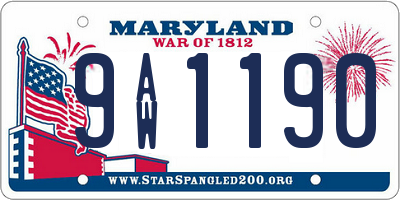 MD license plate 9AW1190