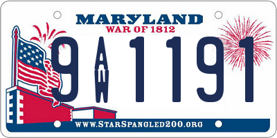 MD license plate 9AW1191