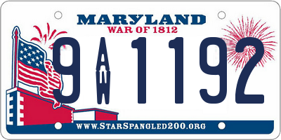 MD license plate 9AW1192