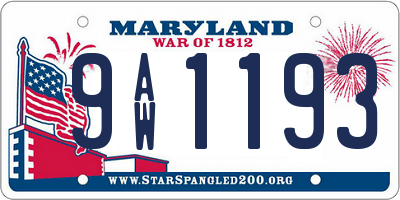 MD license plate 9AW1193
