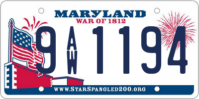 MD license plate 9AW1194