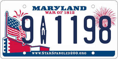 MD license plate 9AW1198