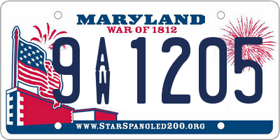 MD license plate 9AW1205