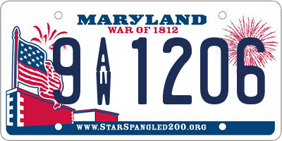 MD license plate 9AW1206