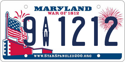 MD license plate 9AW1212