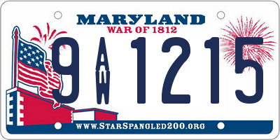 MD license plate 9AW1215