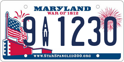 MD license plate 9AW1230