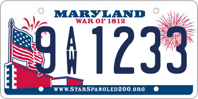 MD license plate 9AW1233