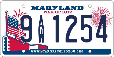 MD license plate 9AW1254