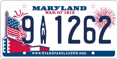 MD license plate 9AW1262