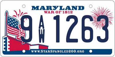 MD license plate 9AW1263