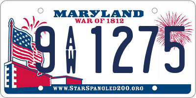 MD license plate 9AW1275