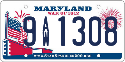 MD license plate 9AW1308