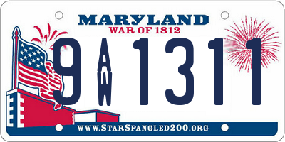 MD license plate 9AW1311