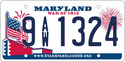 MD license plate 9AW1324