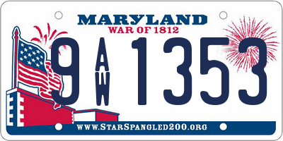 MD license plate 9AW1353
