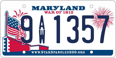 MD license plate 9AW1357