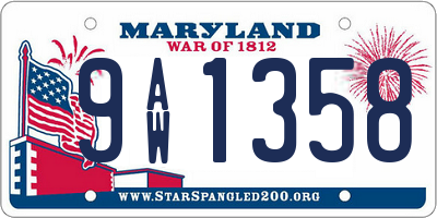 MD license plate 9AW1358