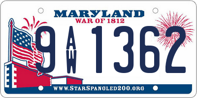 MD license plate 9AW1362