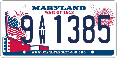 MD license plate 9AW1385