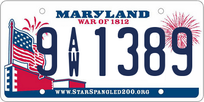 MD license plate 9AW1389