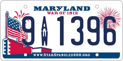 MD license plate 9AW1396