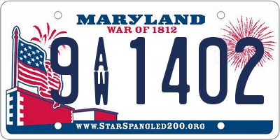 MD license plate 9AW1402