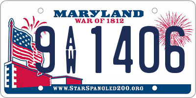 MD license plate 9AW1406