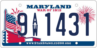 MD license plate 9AW1431