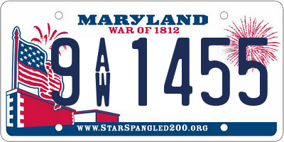 MD license plate 9AW1455