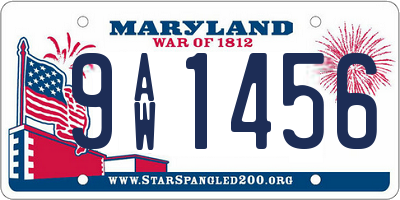 MD license plate 9AW1456