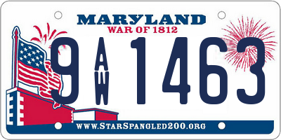 MD license plate 9AW1463